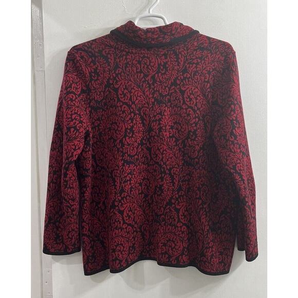 JM COLLECTION Womens Plus Size 2X Sweater Blazer Red Black Holiday Classic - Picture 3 of 9